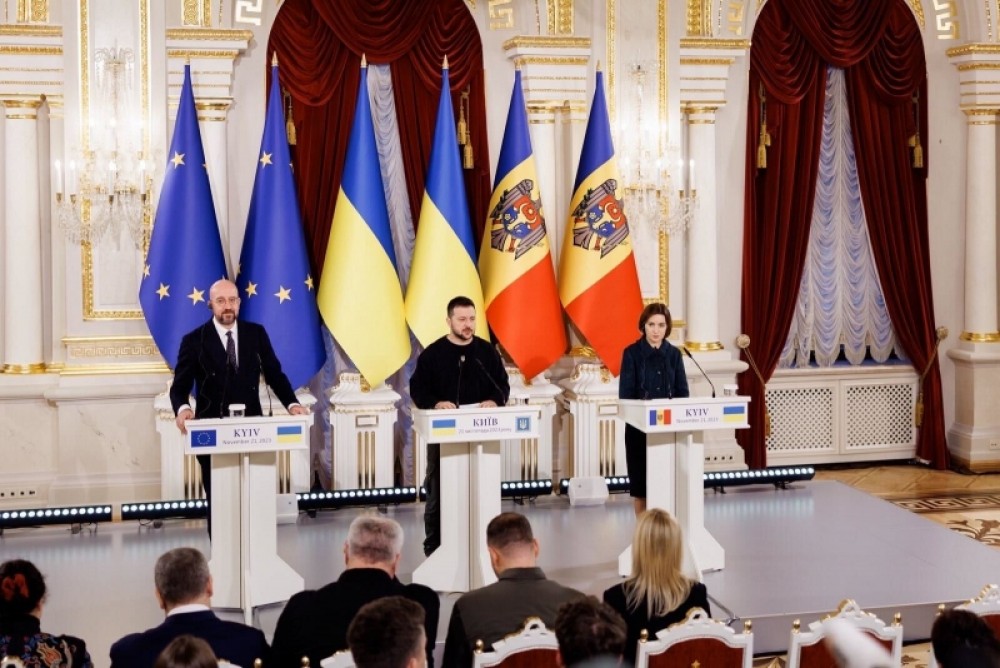 Mesajul Maiei Sandu la conferința de presă comună cu președinții Zelenskyy și Michel